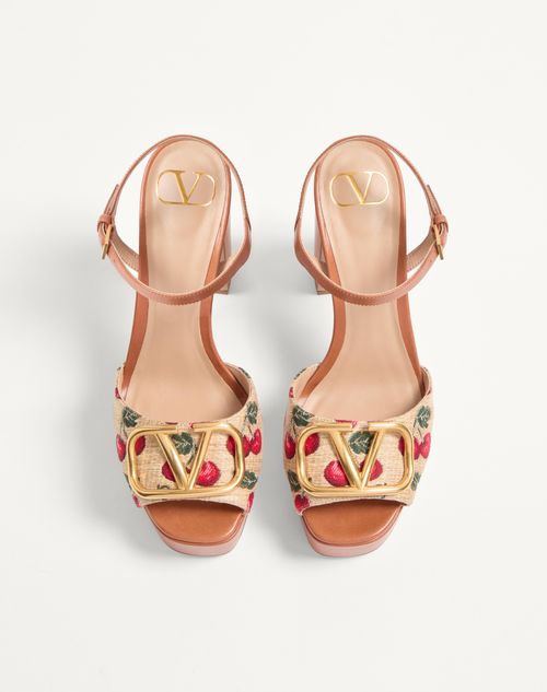 Valentino Garavani - Vlogo Signature Cherryfic Platform Sandal 115mm - Natural/red - Woman - Sandals